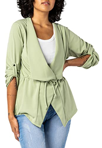 Sublevel Damen Blazer zum Binden Lässig Light-Green M von Sublevel