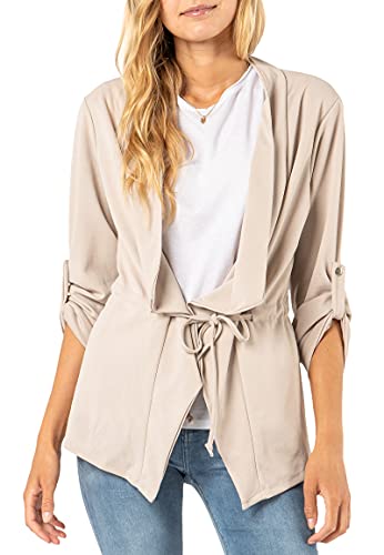 Sublevel Damen Blazer zum Binden Lässig beige XL von Sublevel