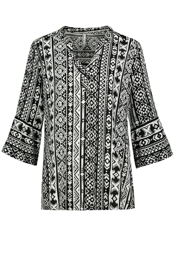 Sublevel Damen Bluse mit V-Ausschnitt und Trompetenärmeln, Ethno-Muster, Farben:Schwarz, Größe:L von Sublevel