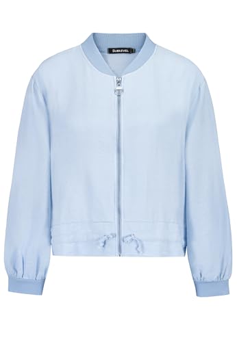 Sublevel Damen Bomberjacke mit Reißverschluss und gerippten Abschlüssen, Farben:Hellblau, Größe:M-L von Sublevel