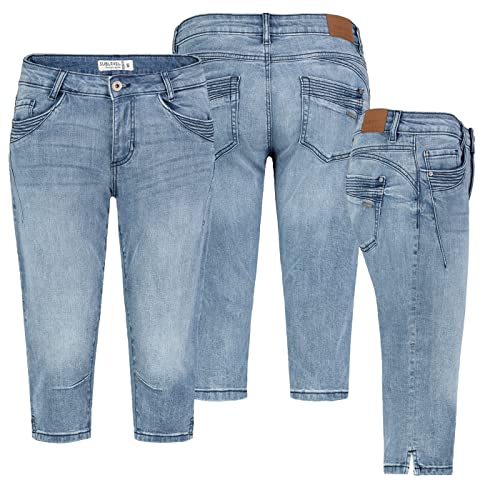 Sublevel Damen Capri Hose Jeans Shorts 3/4 Hose Short Bermuda Denim Short, Farbe:Hellblau, Größe:M / 38 von Sublevel