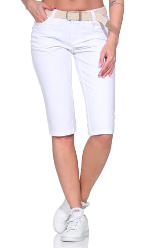Sublevel Damen Capri Shorts LSL-510 knielange Hose mit Gürtel White M Sublevel Damen Capri Shorts LSL-510 knielange Hose mit Gürtel White M von Sublevel