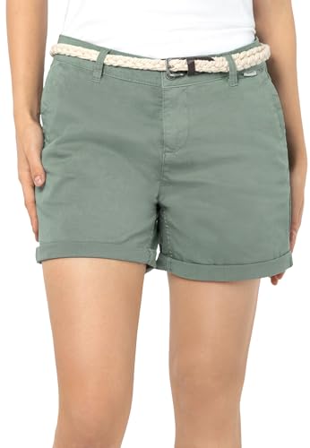 Sublevel Damen Chino Shorts mit Gürtel, Kurze Hose für den Sommer Middle-Green L von Sublevel