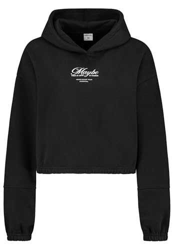 Sublevel Damen Cropped Hoodie mit Backprint Dark-Grey XL von Sublevel