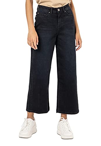Sublevel Damen Cropped Jeans Hose mit weitem Bein Bootcut Black L von Sublevel