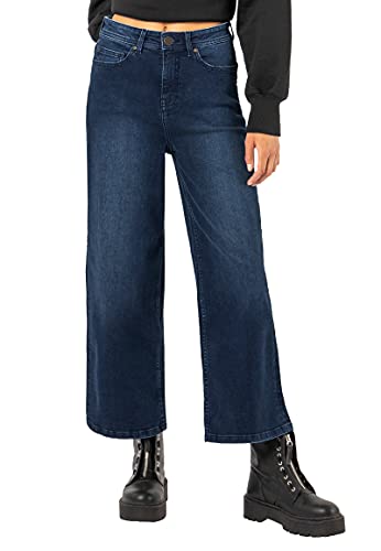 Sublevel Damen Cropped Jeans Hose mit weitem Bein Bootcut Dark-Blue L von Sublevel