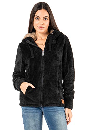 Sublevel Damen Fleece-Jacke mit Kunstfell & Teddy-Fleece black L von Sublevel