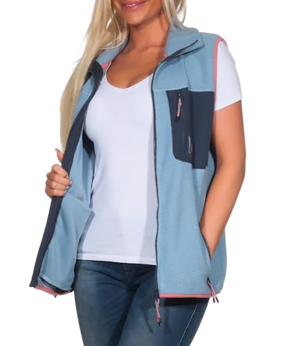 Sublevel Damen Fleeceweste LSL-456 Teddyweste mit Stehkragen Morning Fog Blue M von Sublevel