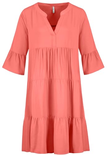 Sublevel Damen Freizeitkleid mit V-Ausschnitt, 3/4-Ärmel und Rüschensaum Maxikleid, Farben:Rot, Größe:L von Sublevel