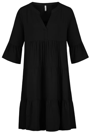 Sublevel Damen Freizeitkleid mit V-Ausschnitt, 3/4-Ärmel und Rüschensaum Maxikleid, Farben:Schwarz, Größe:L Sublevel Damen Freizeitkleid mit V-Ausschnitt, 3/4-Ärmel und Rüschensaum Maxikleid, Farben:Schwarz, Größe:L von Sublevel
