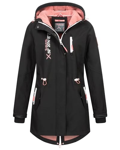 Sublevel Damen Frühlings Jacke Softshell Jacke Outdoor Regen Übergangs Jacke Funktionsjacke, Farbe:Schwarz, Größe:L 40 von Sublevel