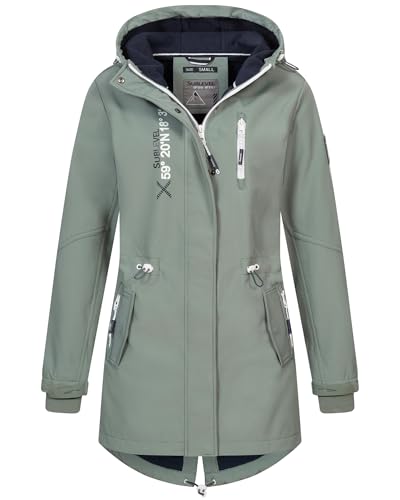 Sublevel Damen Frühlings Jacke Softshell Jacke Outdoor Regen Übergangs Jacke Funktionsjacke, Farbe:mineral green., Größe:L 40 von Sublevel