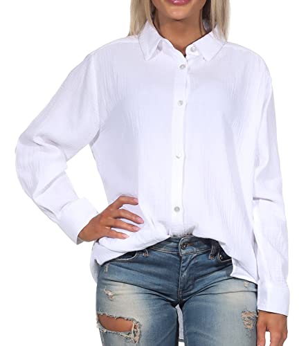 Sublevel Damen Hemd Musselin-Bluse LSL-447 Langarm-Bluse White S/M von Sublevel