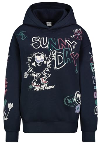 Sublevel Damen Hoodie Kapuzen-Sweatshirt mit Graffiti-Print LSL-527 Dark Blue XL von Sublevel