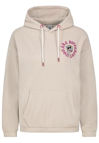 Sublevel Damen Hoodie – Warmer Fleece Hoodie mit kreativem Cartoon Backprint Light-beige XS von Sublevel