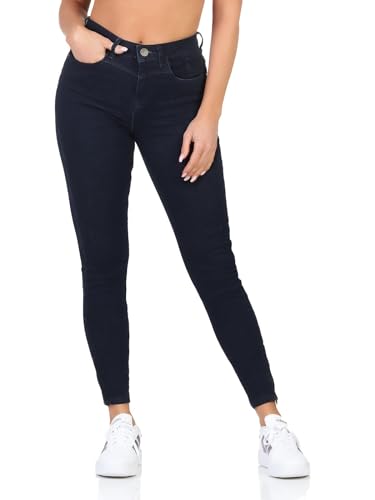 Sublevel Damen Hose Stretch-Jeans LSL-458 Röhre Skinny Schmales Bein Dark Blue Denim L von Sublevel