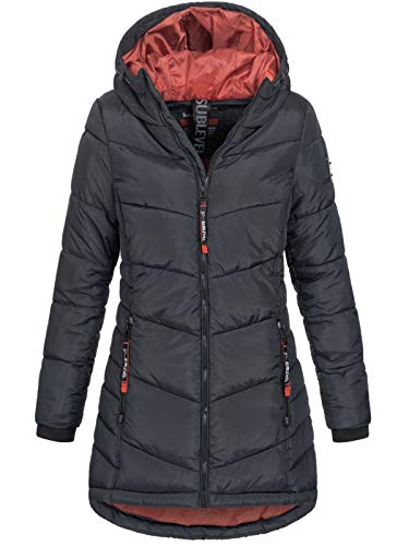 Sublevel Damen Jacke Steppmantel LSL-412 mit gefütterter Kapuze black L von Sublevel