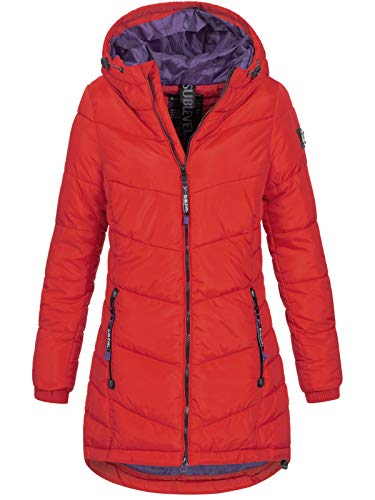 Sublevel Damen Jacke Steppmantel LSL-412 mit gefütterter Kapuze cherry red M von Sublevel