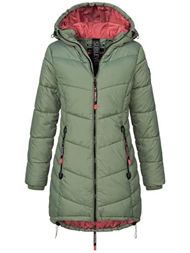 Sublevel Damen Jacke Steppmantel LSL-412 mit gefütterter Kapuze agave green L von Sublevel