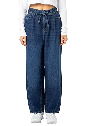 Sublevel Damen Jeans Barrel-Fit Dark-Blue L von Sublevel