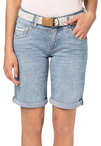 Sublevel Damen Jeans Bermuda-Shorts mit Buntem Gürtel Light-Blue S von Sublevel