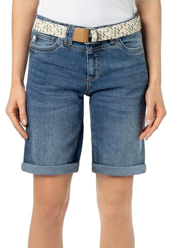 Sublevel Damen Jeans Bermuda-Shorts mit Buntem Gürtel Middle-Blue L von Sublevel