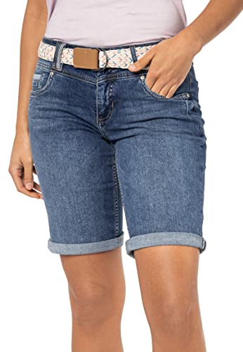 Sublevel Damen Jeans Bermuda-Shorts mit Buntem Gürtel Middle-Blue S von Sublevel