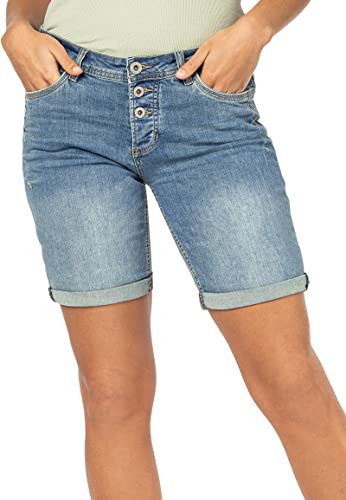 Sublevel Damen Jeans Bermuda-Shorts mit Denim Aufschlag Dark-Blue L von Sublevel