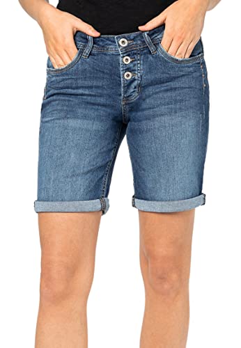 Sublevel Damen Jeans Bermuda-Shorts mit Denim Aufschlag Middle-Blue L von Sublevel