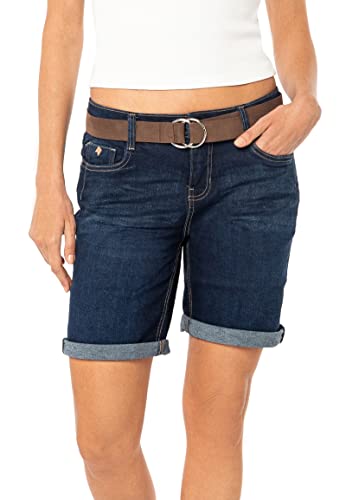 Sublevel Damen Jeans Bermuda-Shorts mit Veloursleder Gürtel Blue L von Sublevel