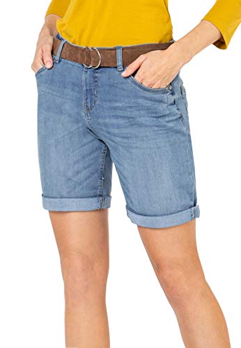 Sublevel Damen Jeans Bermuda-Shorts mit Veloursleder Gürtel Light-Blue L von Sublevel