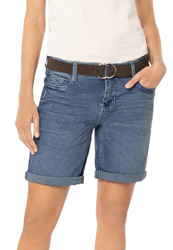 Sublevel Damen Jeans Bermuda-Shorts mit Veloursleder Gürtel Light-Blue M von Sublevel