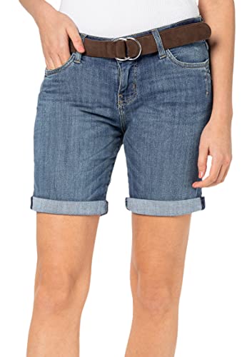 Sublevel Damen Jeans Bermuda-Shorts mit Veloursleder Gürtel Middle-Blue M von Sublevel