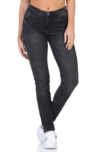 Sublevel Damen Jeans Hose Asjulia LSL-469 Skinny schmales Bein Black Denim B145 XL von Sublevel