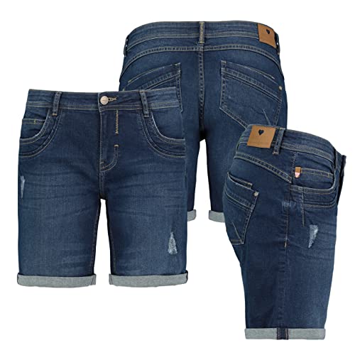 Sublevel Damen Jeans Shorts Bermuda Kurze Hose Shorts Short Denim Stretch Denim, Farbe:Dunkelblau, Größe:M 38 von Sublevel