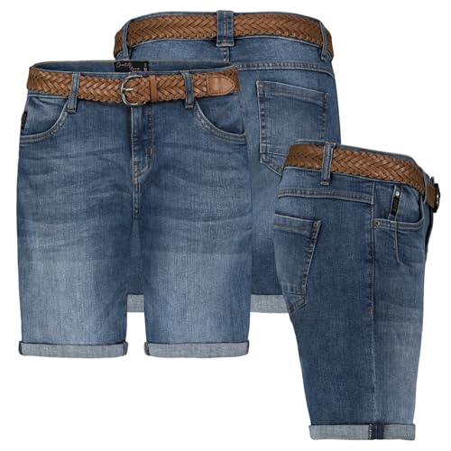 Sublevel Damen Jeans Shorts Bermuda Kurze Hose Shorts Short Denim Stretch Denim, Farbe:Dunkelblau, Größe:XXL / 44 von Sublevel