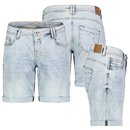 Sublevel Damen Jeans Shorts Bermuda Kurze Hose Shorts Short Denim Stretch Denim, Farbe:Hellblau, Größe:L 40 von Sublevel