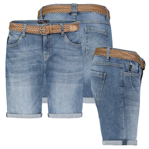 Sublevel Damen Jeans Shorts Bermuda Kurze Hose Shorts Short Denim Stretch Denim, Farbe:Hellblau, Größe:S / 36 von Sublevel