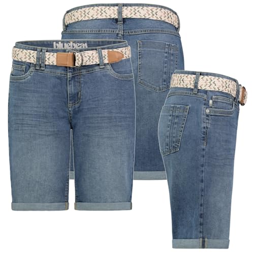 Sublevel Damen Jeans Shorts Bermuda Kurze Hose Shorts Short Denim Stretch Denim, Farbe:Middle-Blue, Größe:M / 38 von Sublevel