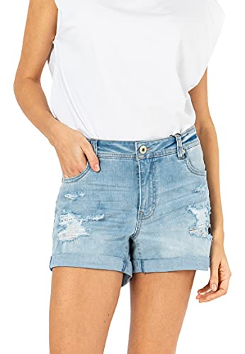 Sublevel Damen Jeans-Shorts Destroyed Used-Look Light-Blue XS von Sublevel