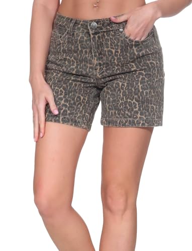 Sublevel Damen Jeans Shorts Kurze Hose LSL-506 Bermuda mit Leopard-Muster Braun XS von Sublevel