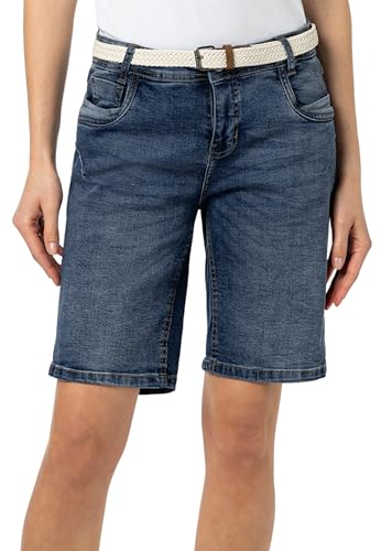 Sublevel Damen Jeansbermuda mit Gürtel, Aufschlag, 5-Pocket Dark-Blue M von Sublevel