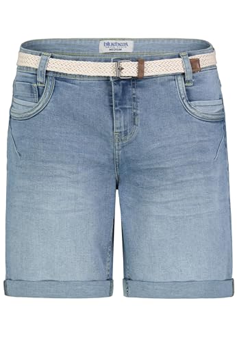 Sublevel Damen Jeansbermuda mit Gürtel, Aufschlag, 5-Pocket Light-Blue S von Sublevel
