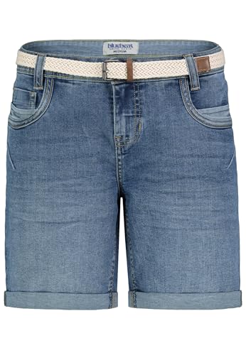 Sublevel Damen Jeansbermuda mit Gürtel, Aufschlag, 5-Pocket Middle-Blue M von Sublevel