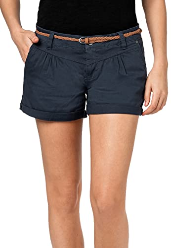 Sublevel Damen Kurze Hose Stretch-Shorts mit Flecht-Gürtel Dark-Blue S von Sublevel