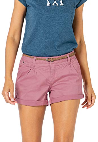 Sublevel Damen Kurze Hose Stretch-Shorts mit Flecht-Gürtel Dark-Rose L von Sublevel