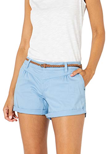 Sublevel Damen Kurze Hose Stretch-Shorts mit Flecht-Gürtel Light-Blue XL von Sublevel