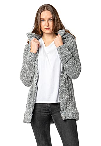 Sublevel Damen Fleece-Mantel: Kuschelige Teddyfleece Kapuzenjacke, Langarm, Warm und Bequem, Freizeitjacke in Schwarz, Rosa, Weiß, Grau Dark-Grey M von Sublevel