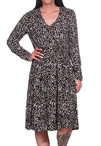 Sublevel Damen Langarm Viskose Kleid Tunika LSL-440 Midi-Kleid mit Allover-Print Black/Design 01 M von Sublevel