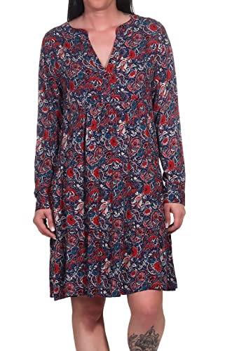 Sublevel Damen Langarm Viskose Kleid Tunika LSL-440 Midi-Kleid mit Paisley-Muster Middle Blue/Design 01 L von Sublevel